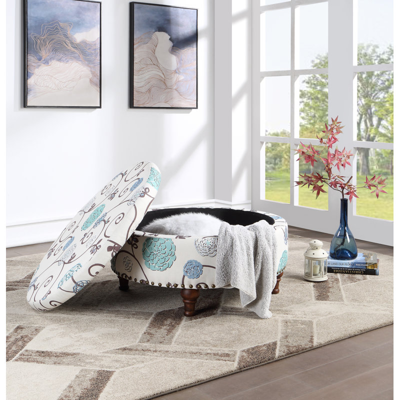 Breonte 32 po de largeur ronde, Mélange de polyester blanc / bleu / brun