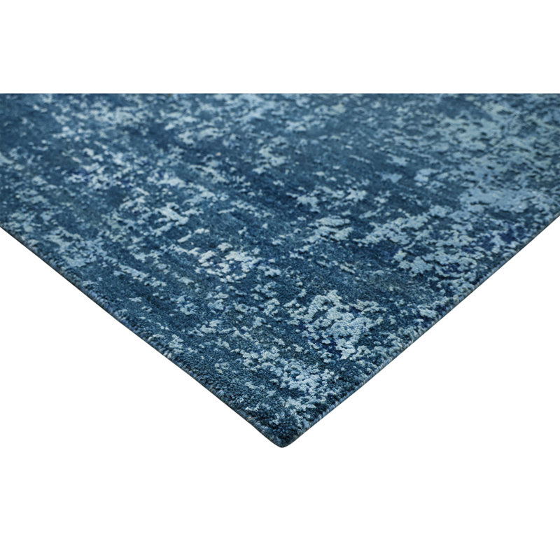 Hand Knotted Abstract Area Rug in Blue/Gray, Rectangle 8' x 10'