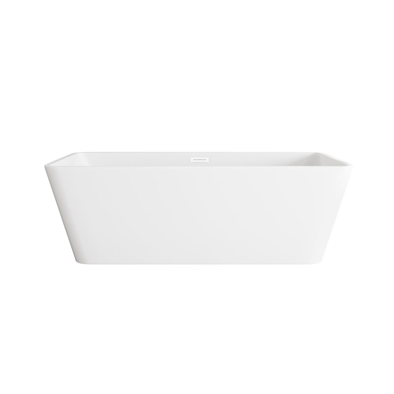 Baignoire de 67 pouces en blanc brillant avec garniture, Blanc poli