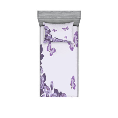 Ensemble de drap-housse et taies décoratives lilas et violet Ambesonne