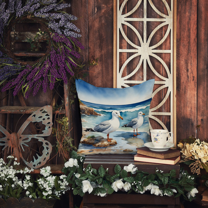 Gulls Scavenging Throw Pillow, Square 14"