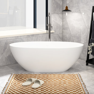 64.96'' x 29.53'' Freestanding Soaking Solid Surface Bathtub