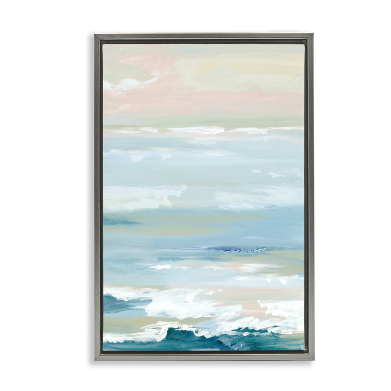 Cadre flottant Seaside Blush Abstraction, design par Lera, Cadre flottant gris lustré, H 25 po x l 17 po