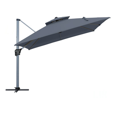 Parasol d'extérieur carré à double toit 11 pi (sans base de parasol) 11 pi