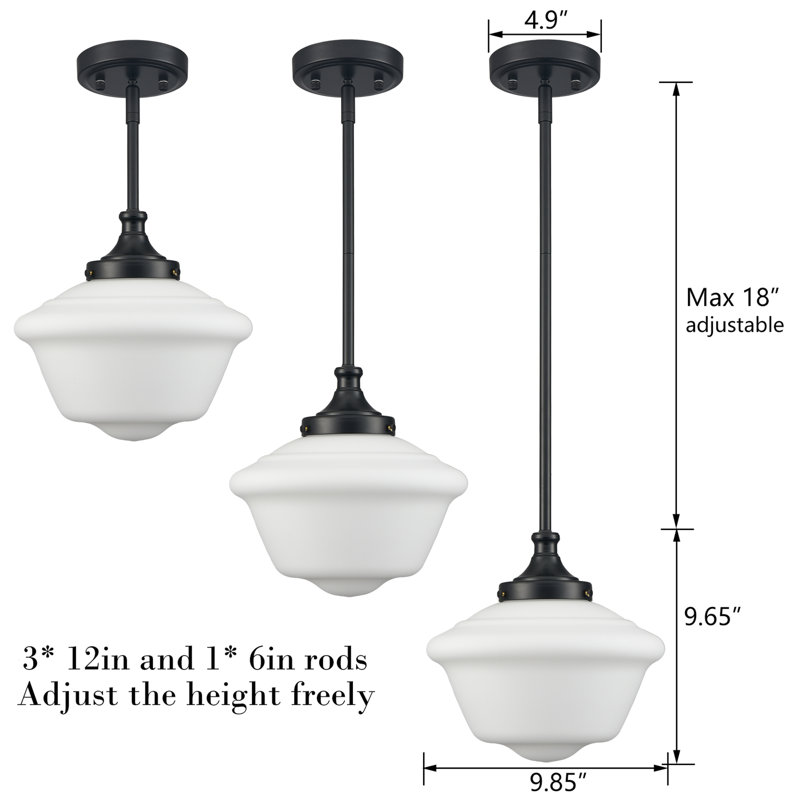 Luminaire suspendu 1 lumière, Noir