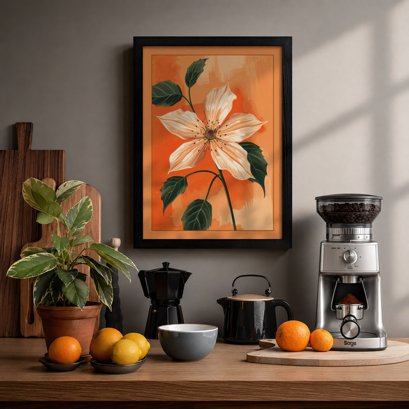 Pale Bloom Study Botanical - Print, A1 - 84.1 x 59.4 cm, Black