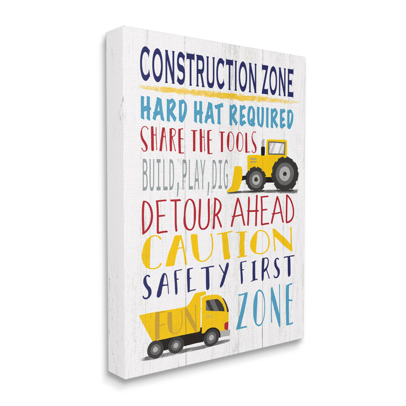 Kid's Construction Zone - Art textuel, Toile tendue, H 20 po x l 16 po x P 1,5 po