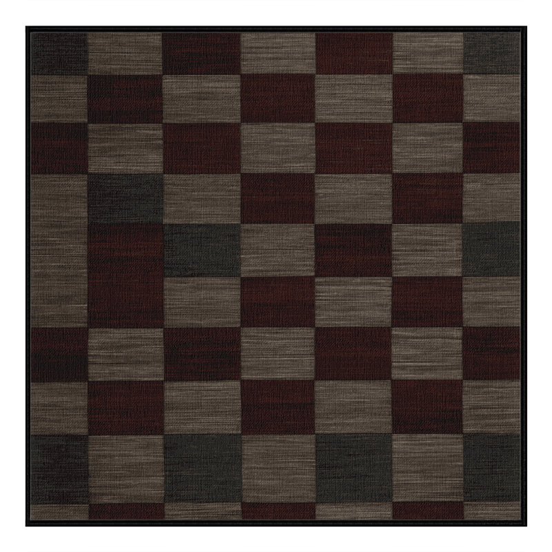 Tapis brun à carreaux lavable à la machine, Carré 3 pi