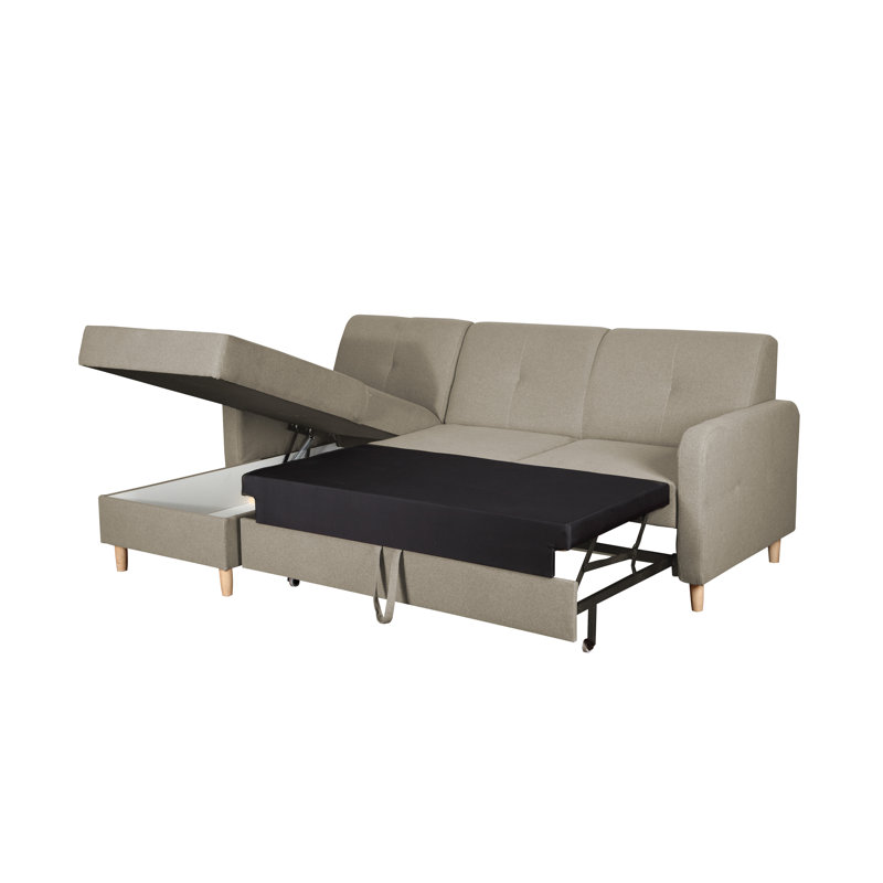 4 Seater Sofa Bed, Beige, Left Hand Facing