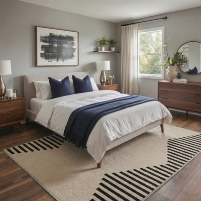 Tapis intérieur à rayures / avoine Aura