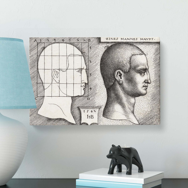 Profile Study Of A Mans Head by H.S. Beham - Wrapped Canvas Painting, 50cm H x 76cm W x 3cm D