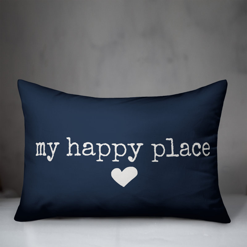  My Happy Place Outdoor Rectangular Pillow Cover & Insert, Navy