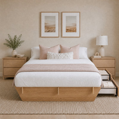 Mortise‑and‑Tenon Minimalist Platform Bed with Storage Drawers