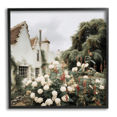 Stupell Industries Floral Villa Garden By Lazar Studio Single Picture Frame Print On Canvas In Midnight Black Framed Giclee