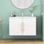 Meuble-lavabo mural blanc brillant 30 po avec lavabo, portes doubles, crochets à fermeture en douceur, installation facile, lavabo en céramique, blanc brillant