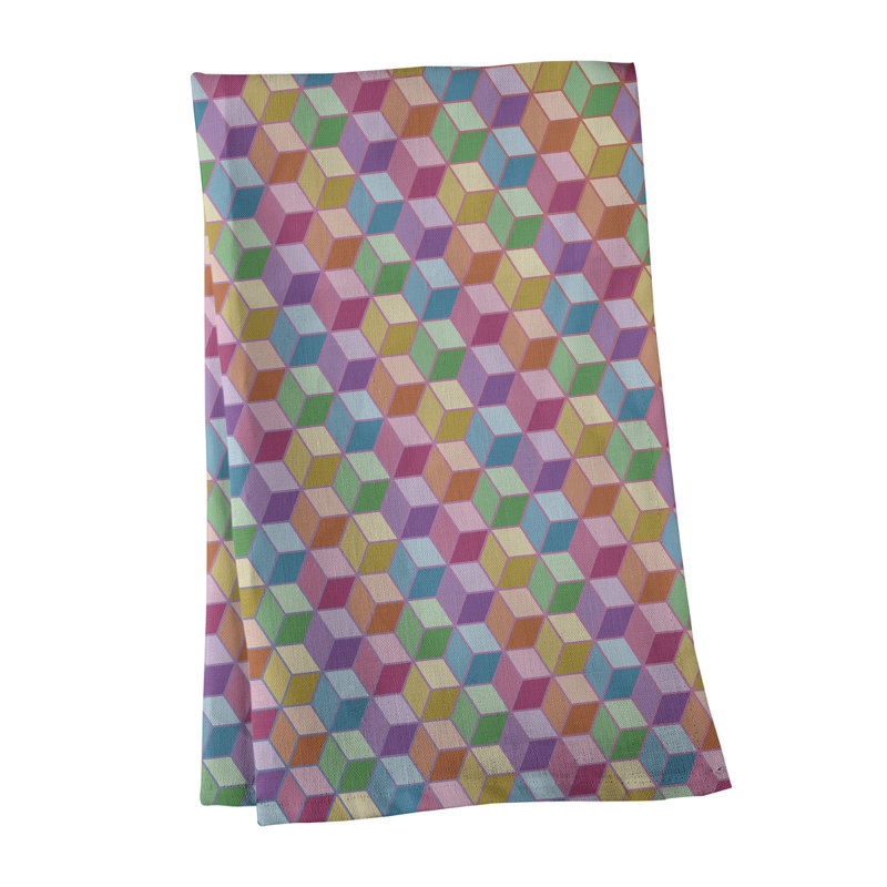 Mcguinness Tea Towel Kitchen Towel, Cotton Twill, Yellow/Blue/Pink