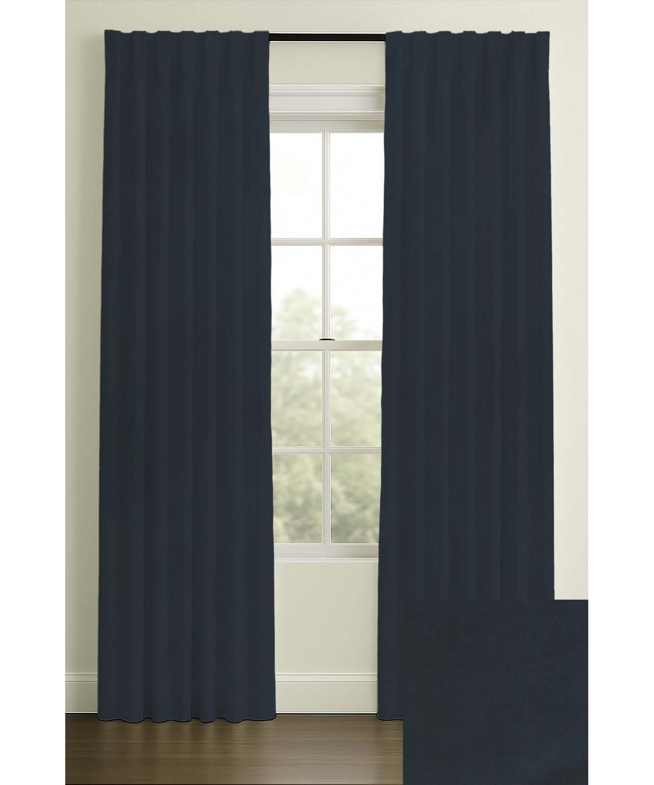 Westcliffe Velvet Curtain in Azure, Inverted Pleat, 33" W x 96" L, Single