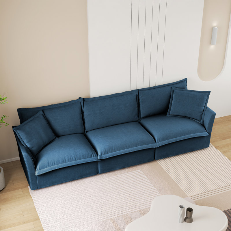 Chenille Sofa, 3 Seater Sofa, For Living Room, Blue