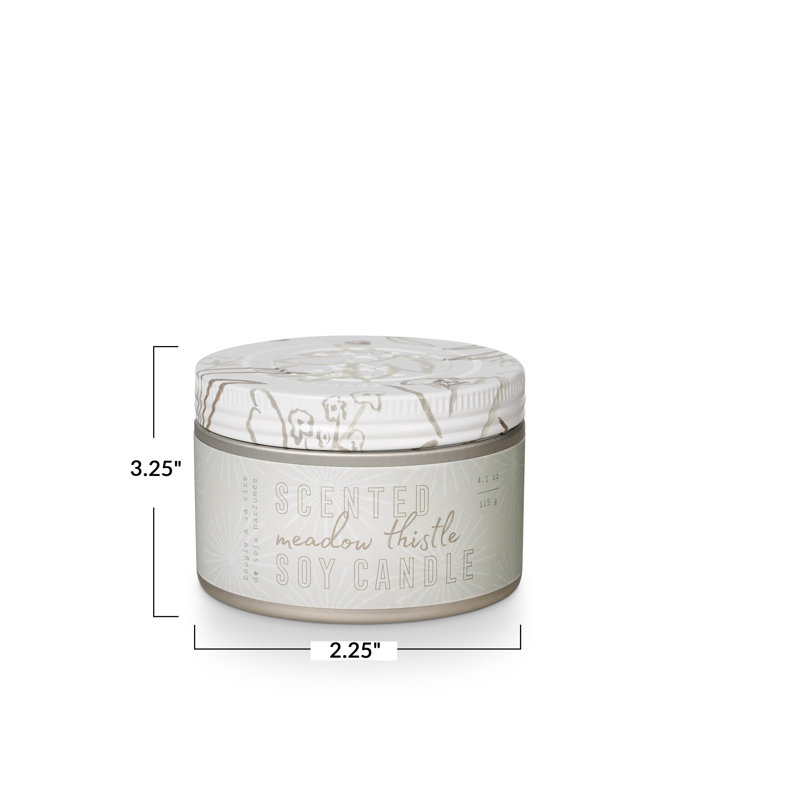 Tried & True Small Tin, Meadow Thistle, 4.1 oz Silver/Floral Tin