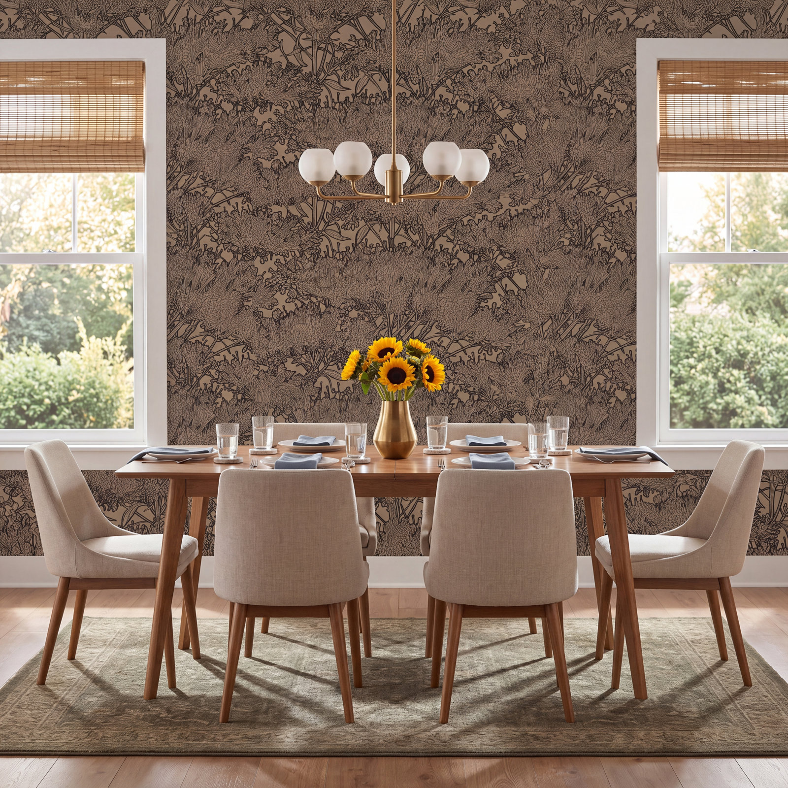 Leopold Floral Wallpaper, Brown