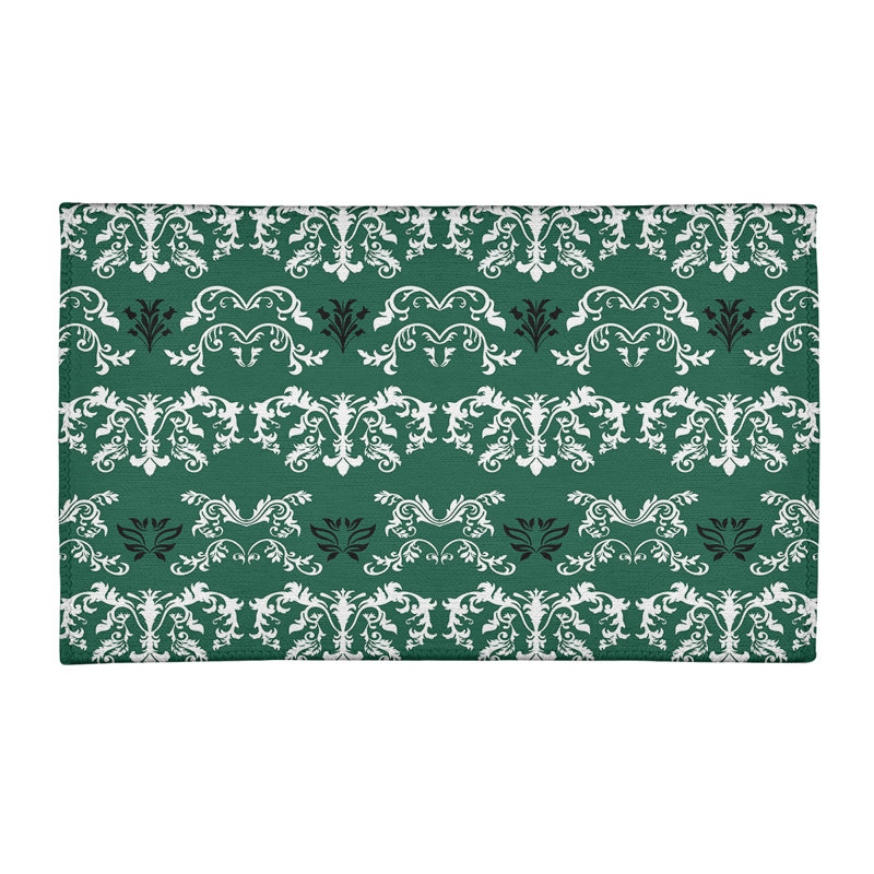 Tapis vert / blanc Damask, Rectangle de 2 pi x 3 pi