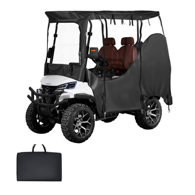 Full-Enclosure Golf Cart Cover for 2+2 Passenger Carts, 600D Waterproof Oxford Fabric with PVC Coating, Windproof Hook Design, Fits Club Car, Yamaha, EZGO, Honda