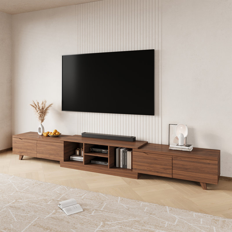  Extendable Tv Stand For Up To 120 Inch Tv, Modern Entertainment Center With 4 Drawers & 2 Storage Compartments, Adjustable Length (95"-134"), Tv Consoles For Living Room & Bedroom (Walnut)