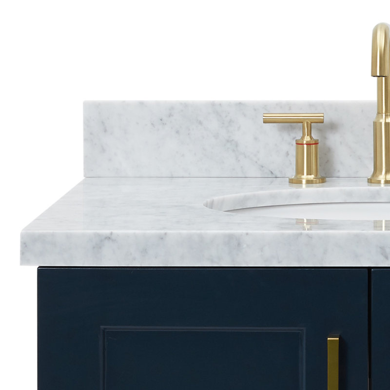 ARIEL TAYLOR 43 IN RIGHT OFFSET RECTANGLE SINK VANITY, Left, Oval, Midnight Blue