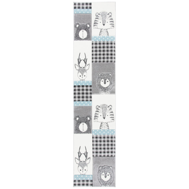 Tapis gris à imprimé animal Glantz, Tapis de couloir 2 pi 3 po x 10 pi