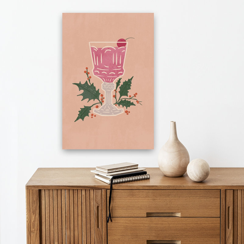 Art mural hivernal rose cerise rose cocktail