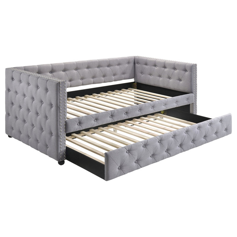 Cross Creek Grey Upholstered Twin Daybed with Trundle