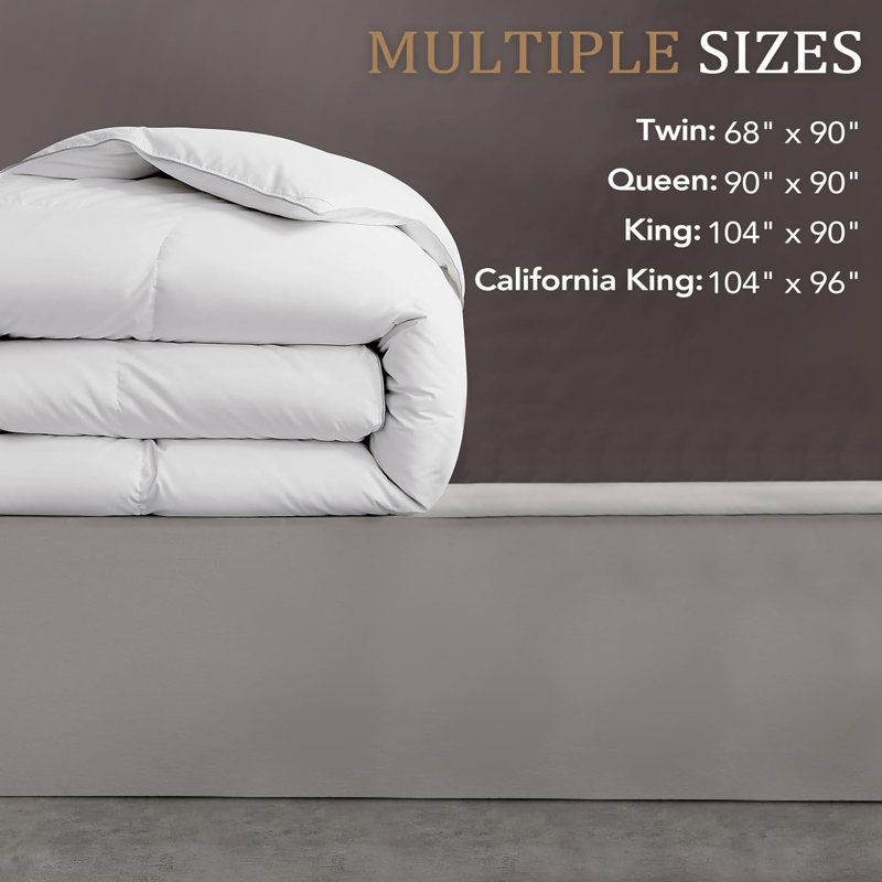 All Season Fluffy Soft Feather Down Comforter Cozy Breathable Duvet Insert, California King