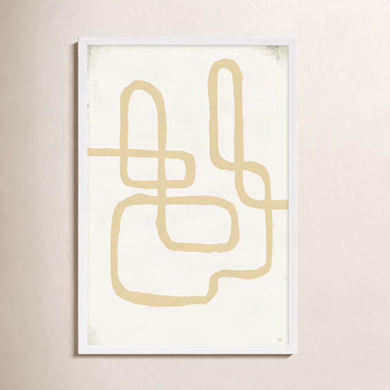 Line Works In White 1 Painting by StudioM, 25" H x 17.5" W x 1.25" D, White Framed Paper