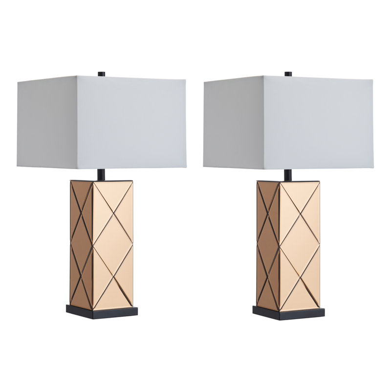 31" Metal Table Lamp With White Shade