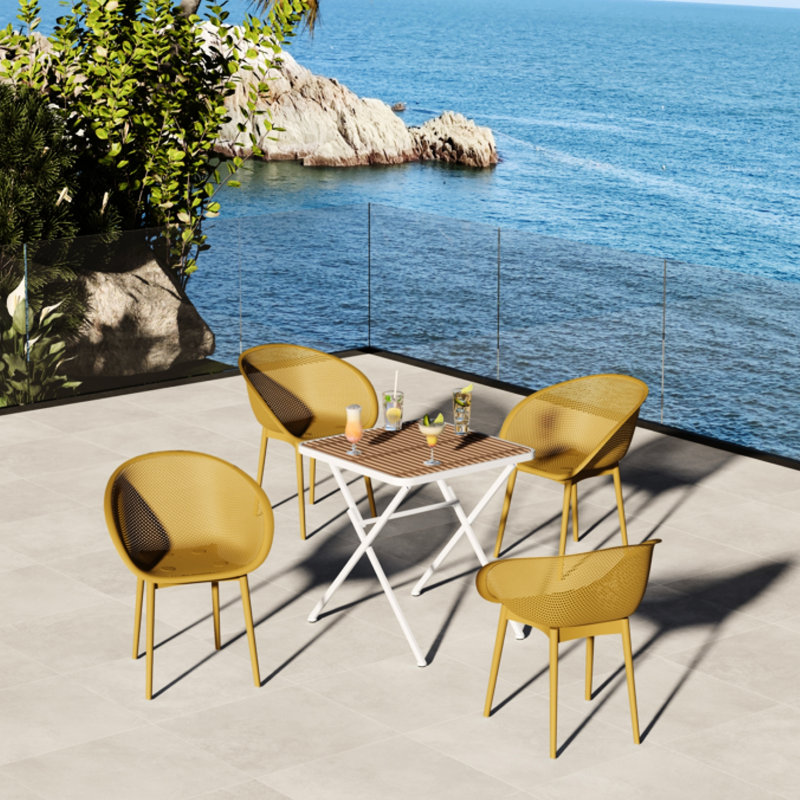Table de chaise longue 2 pièces multi-fonctions Earthy, Jaune