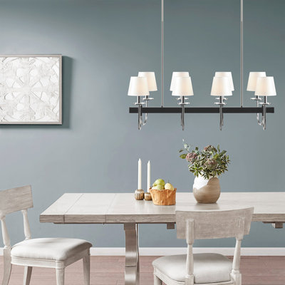 Lustre traditionnel 8 lumières avec abat-jour tambour