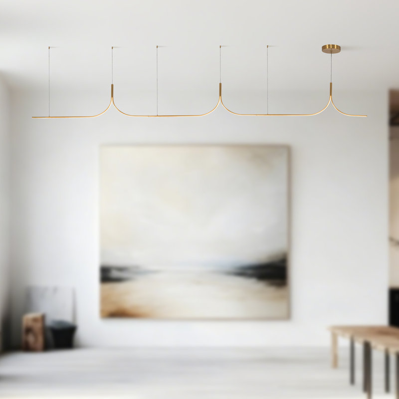Thread 15-ft Gold dimmable LED Linear Pendant, 15-ft, Brushed Gold-UNV-010