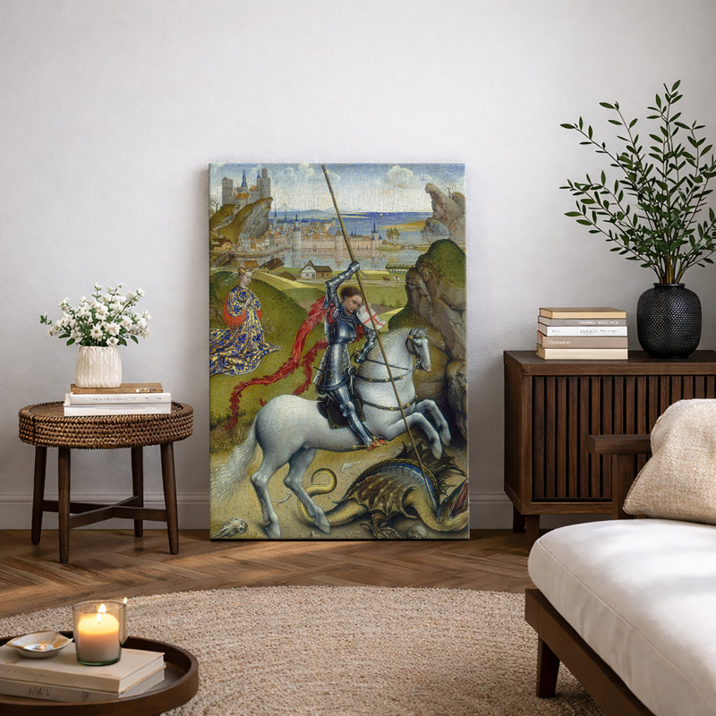 Illustration d'un chevalier médiéval illuminé, œuvre d'art historique, impression sur toile encadrée, Toile tendue