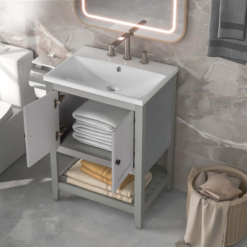 Meuble-lavabo moderne 24 "avec lavabo, Gris
