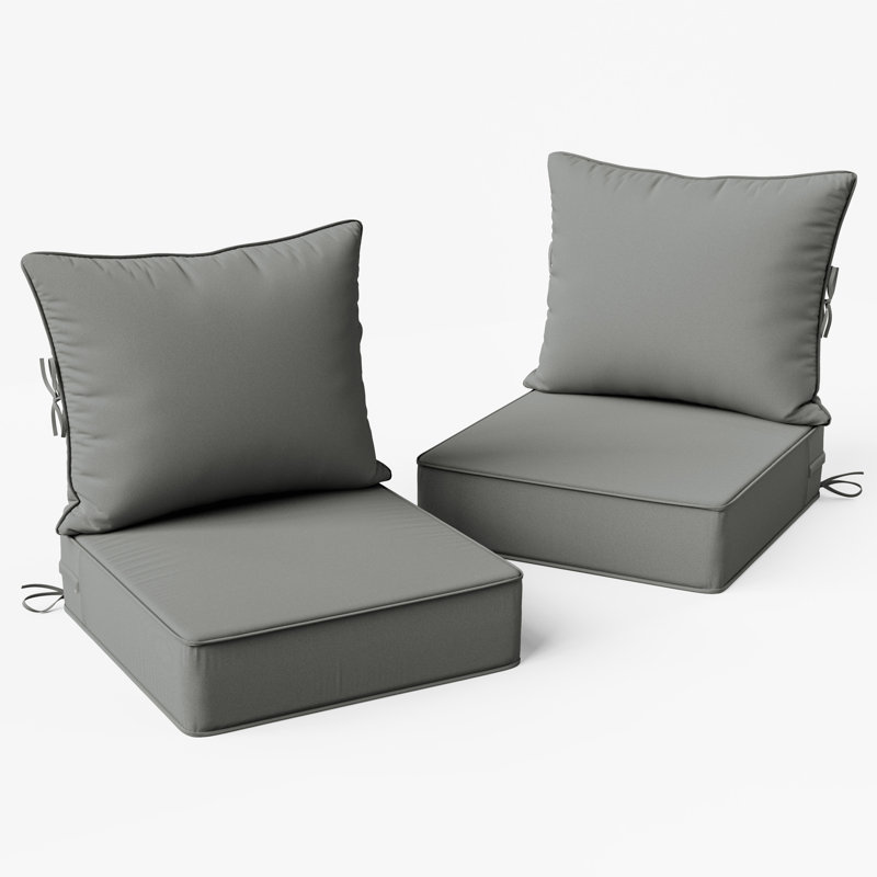 24"W X 24"D Outdoor Deep Seating Cushions 6.5” Indoor/Outdoor Seat And Back Cushion, Cushions Only, Light Gray