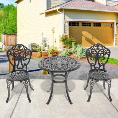 Set Of All-Weather Cast Aluminum Dining Furniture Set With Black Frame