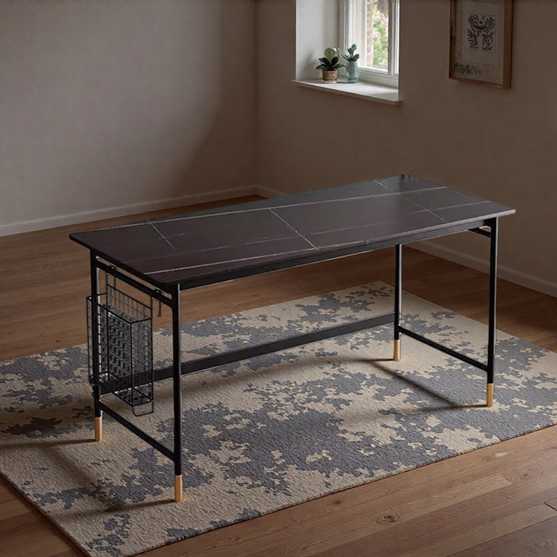 Modern Simple Practical Rosk Slab Computer desk, Black, 29.52" H x 62.99" W x 31.49" D
