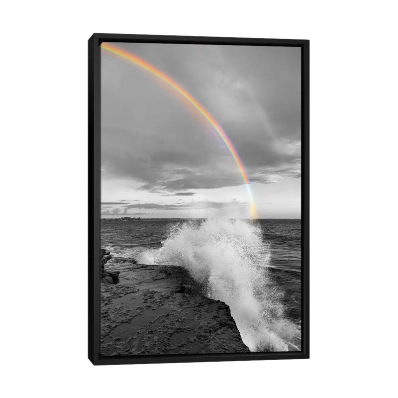Clarks Point, impression arc-en-ciel sur toile, H 26 po x l 18 po x P 1,5 po, Toile avec cadre noir, Pas de tapis