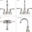 Robinet de salle de bain 4 po en nickel brossé, bec pivotant à 360 degrés, égratignure et ternissure, levier rotatif en métal pour tuyaux d’alimentation, tache d’empreinte digitale-121597132