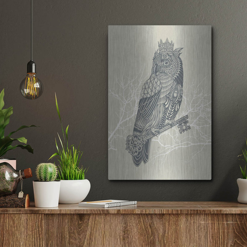 Owl_King ', art mural en métal, H 16 po x l 12 po