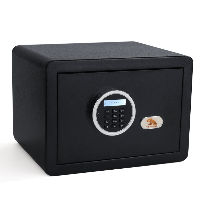 TigerKing 1.2 Cu Ft Small Safe Box with Digital Keypad for Closet, Apartment, Dorm, Home Office, Black, Black, Dual Lock