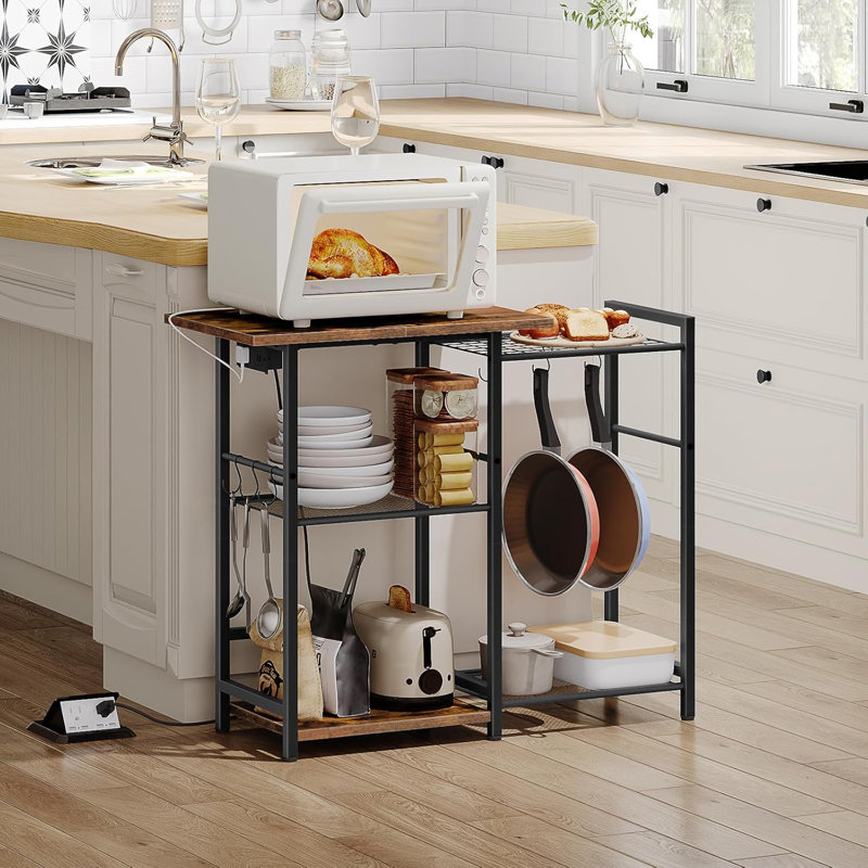 Étagère de boulanger avec station de charge, support pour micro-ondes