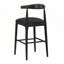 Ensemble de 2 tabourets de bar en tissu noir d'inspiration Mid-Century avec dossier incurvé et siège moelleux pour une assise confortable-225815188