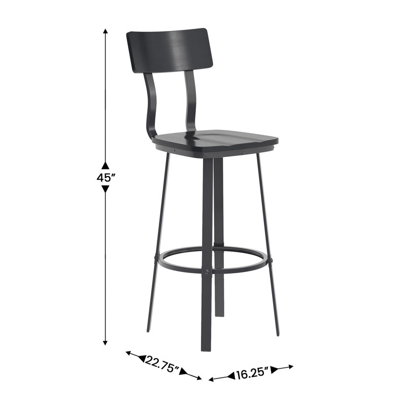 Tabouret de bar 30 po Cecilia, Noir
