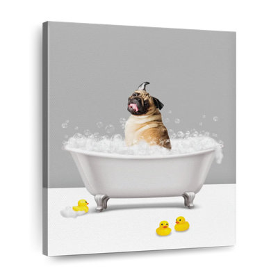 " Bathtub Animal Pug Canvas Print " by Emma P